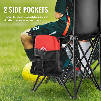 6/8 Seat Foldable Sideline Bench with Backrest & Bag