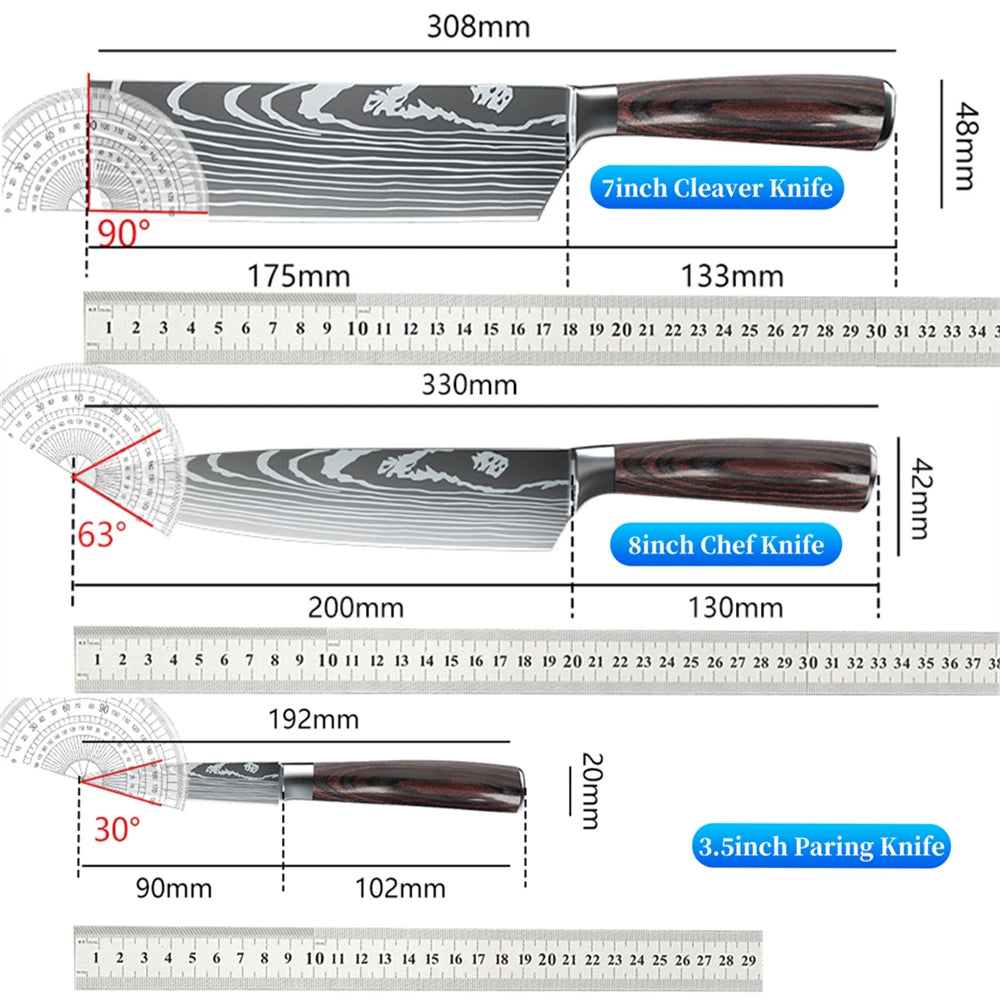 3 Piece High Carbon Stainless Steel Chef Knife set