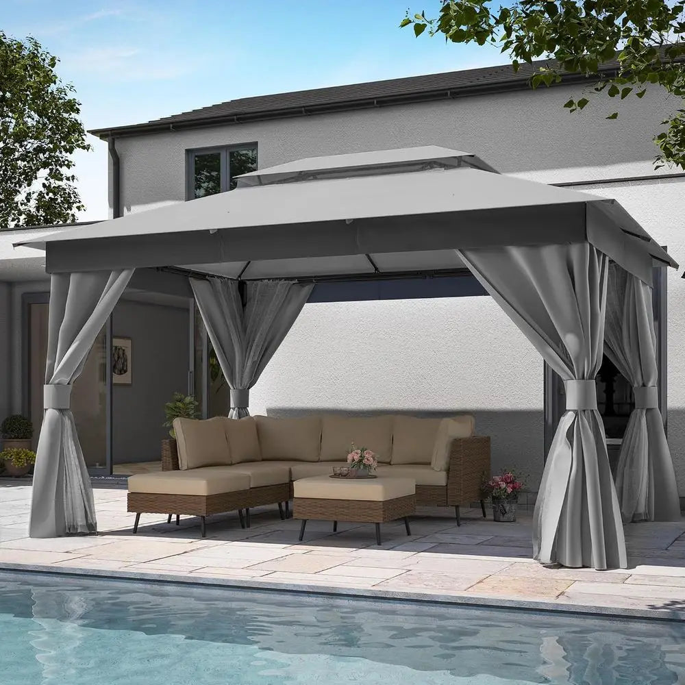 10x13 Shade with Double Roof, Mosquito Netting, Privacy Screen