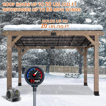 10' x 12' Cedar Patio Pavilion with Sloped Galvanized Steel Roof