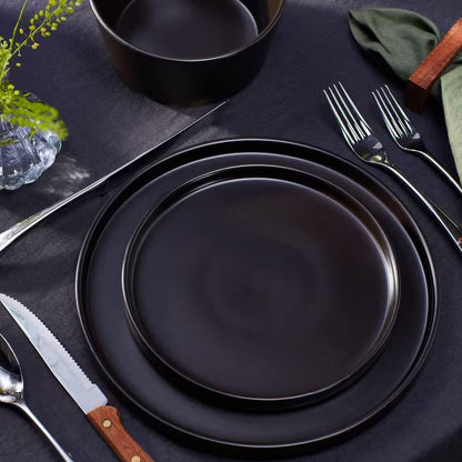Stoneware Dinnerware Set Matte Black