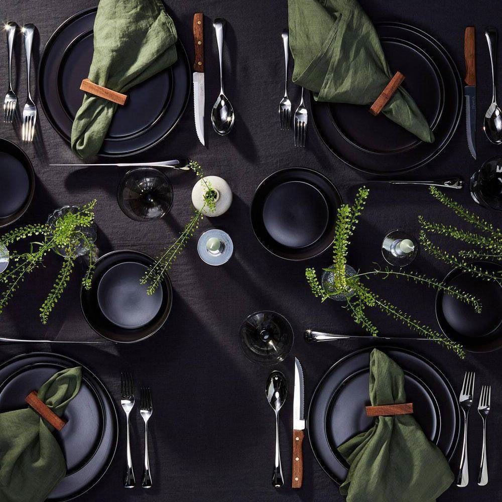 Stoneware Dinnerware Set Matte Black