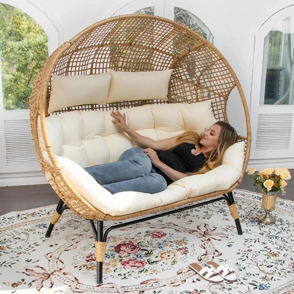 Double Egg Chair, Thick Cushions, 680 lbs