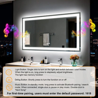 LED Bathroom Mirror Built-in Bluetooth Speaker