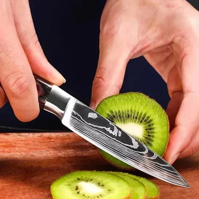 3Piece Knife Set Laser Damascus