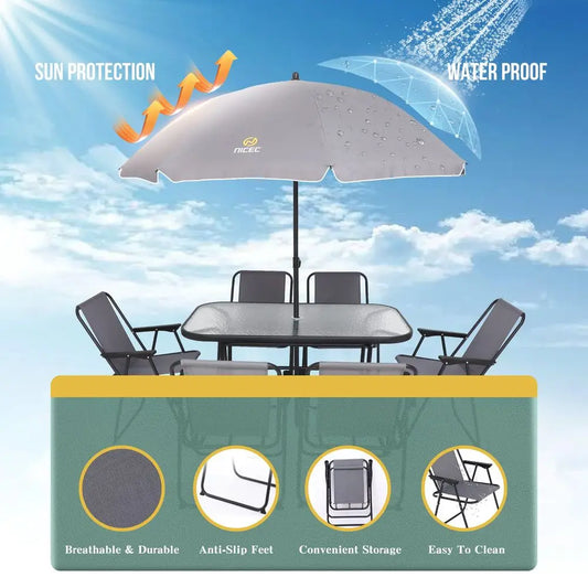 Outdoor 8 Piece Dining Sets with Removable Umbrella