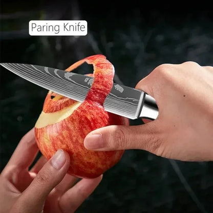3Piece Knife Set Laser Damascus