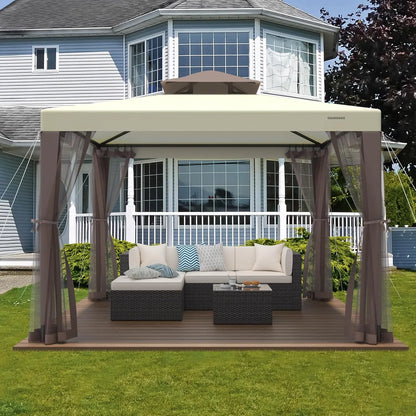 10x10 Patio Gazebo Canopy Removable Netting Shade Garden Backyard Deck Lawn Customized