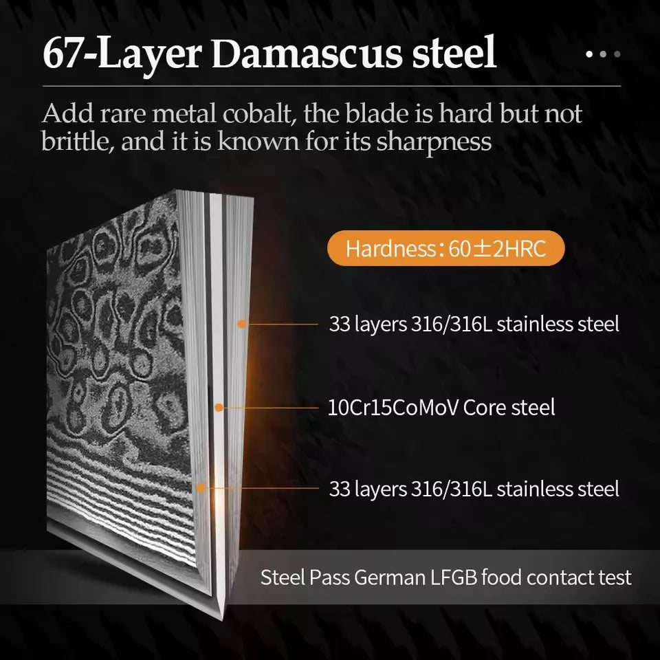 Damascus Steel Kitchen Knife Set