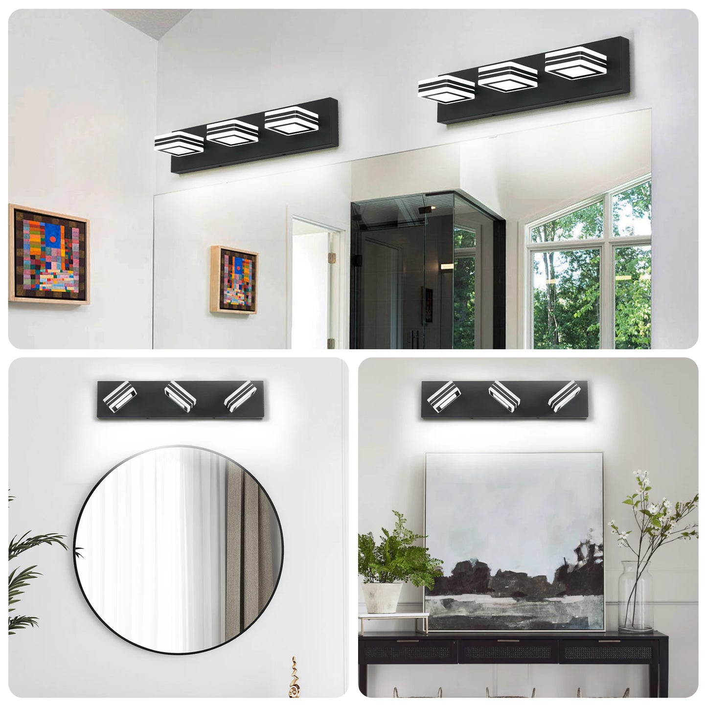 LED Black/Chrome Vanity Lights