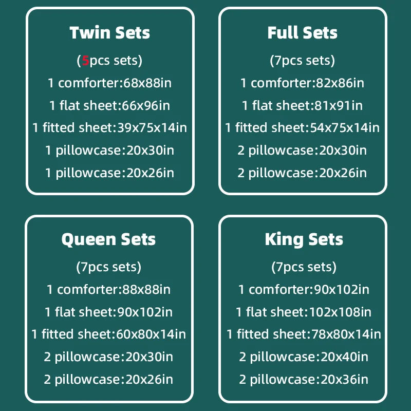 5pcs/7pcs Bedding Sets