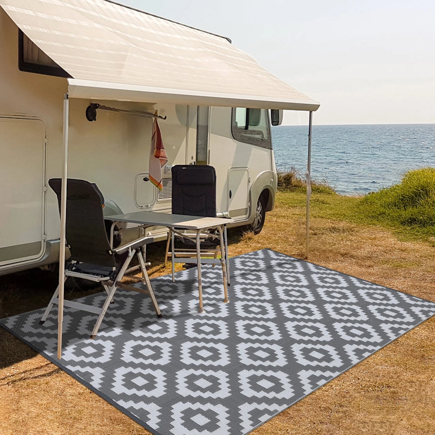 Outdoor Rug Plastic Straw Reversible  Rug