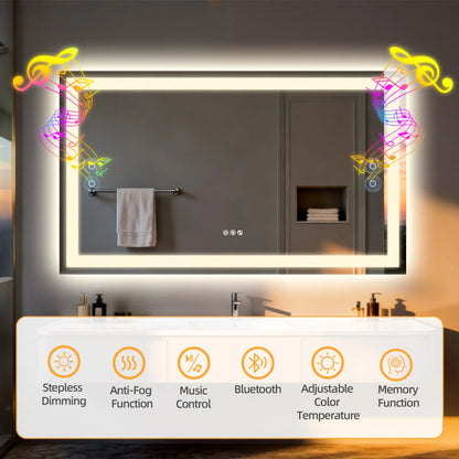 LED Bathroom Mirror Built-in Bluetooth Speaker