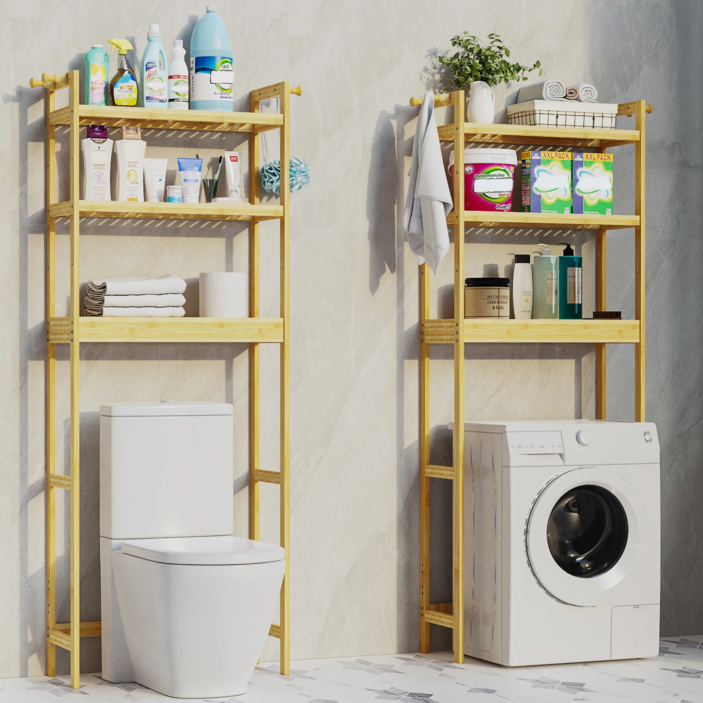 Bamboo 3-Layer Height Adjustable Shelf