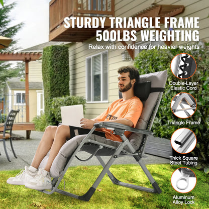Zero Gravity Recliner Lounge Chair with Cushion, Footrest and Cupholder