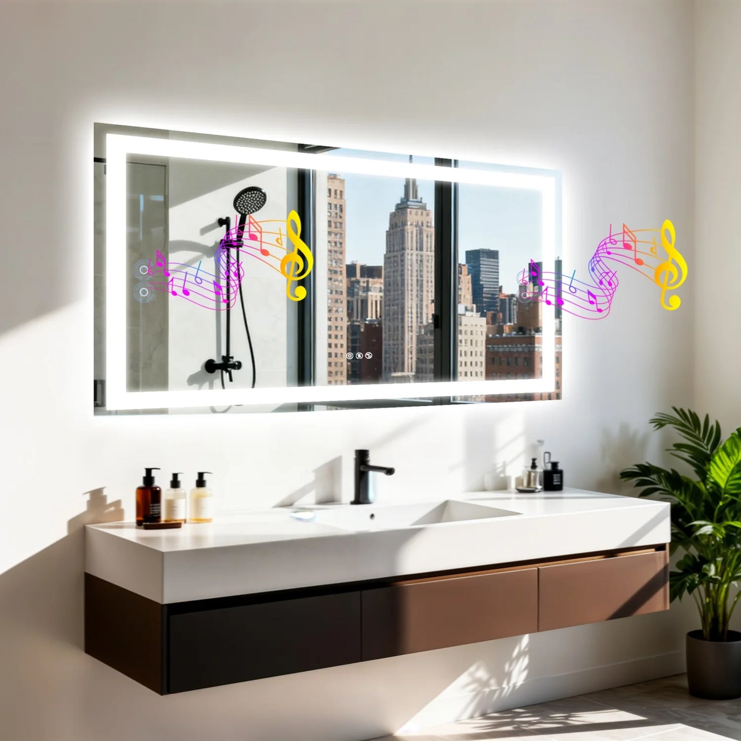 LED Bathroom Mirror Built-in Bluetooth Speaker