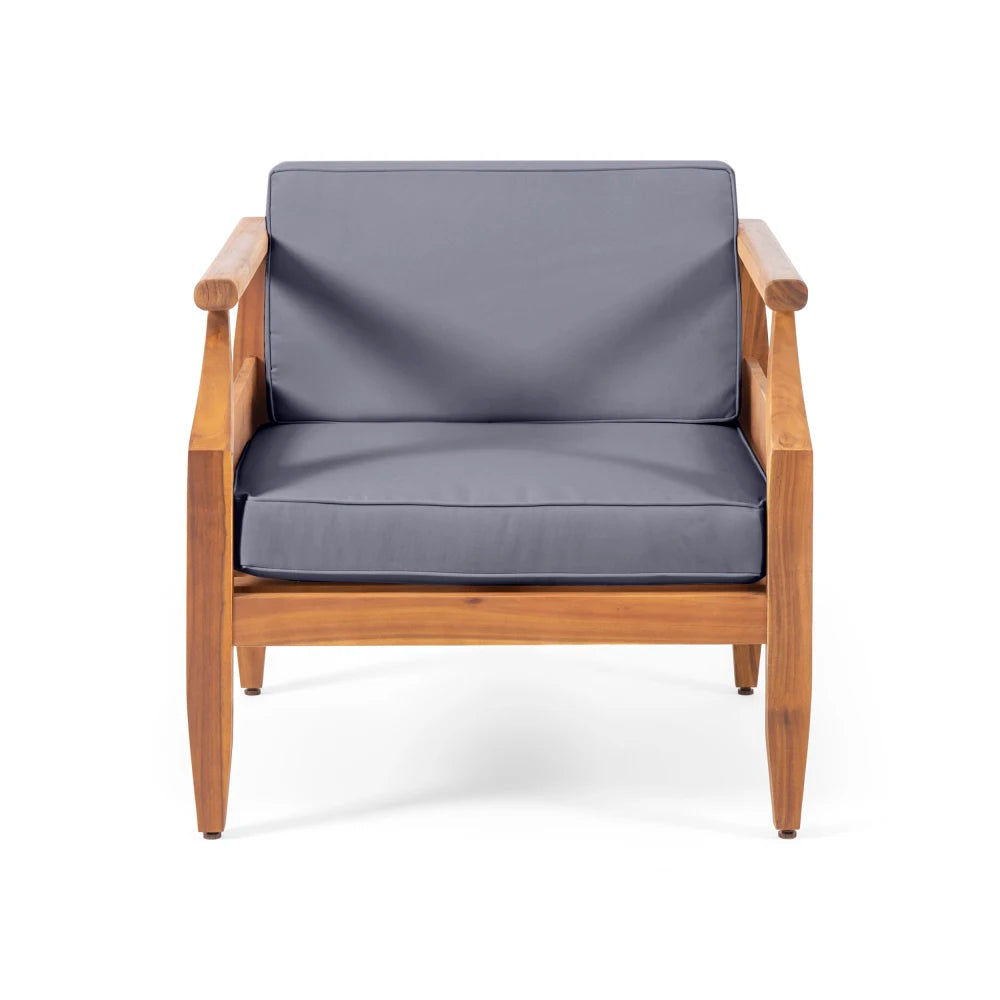 Acacia Wood Outdoor Club Chair Armchair with Water Resistant Cushion