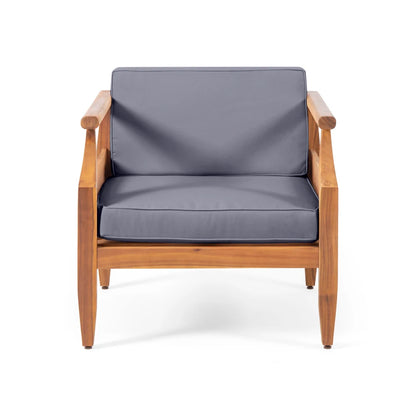 Acacia Wood Outdoor Club Chair Armchair with Water Resistant Cushion