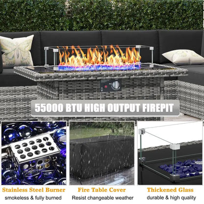 8 Piece Wicker Rattan Sectional Sofa with Coffee Table