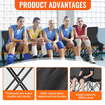 6/8 Seat Foldable Sideline Bench with Backrest & Bag