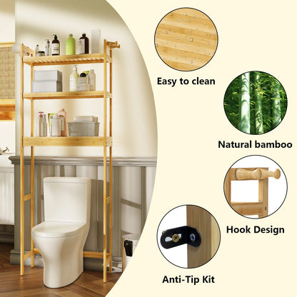 Bamboo 3-Layer Height Adjustable Shelf