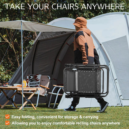 Set of 2 Zero Gravity Portable Recliner Chair with Cup Holder Trays Adjustable Pillow
