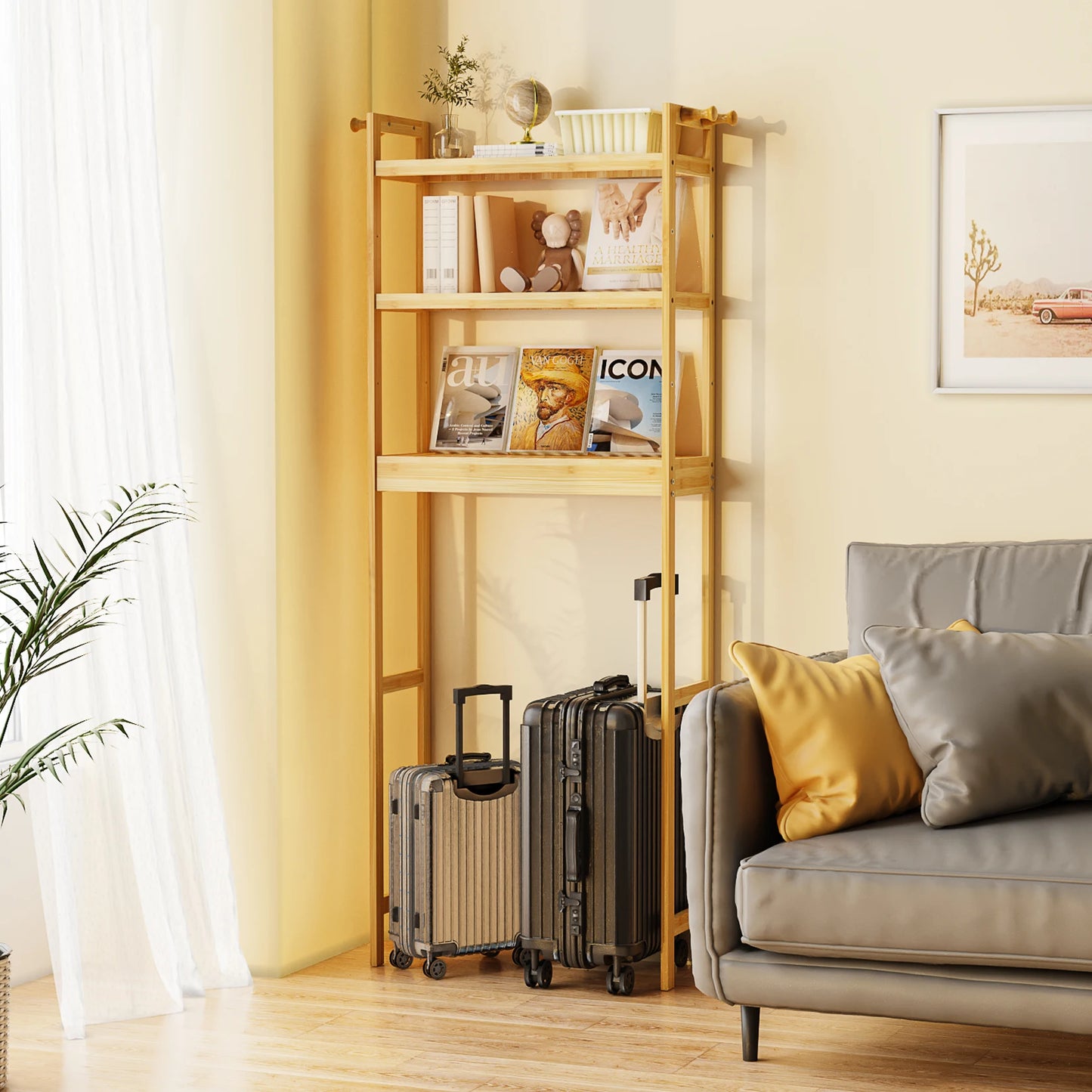 Bamboo 3-Layer Height Adjustable Shelf