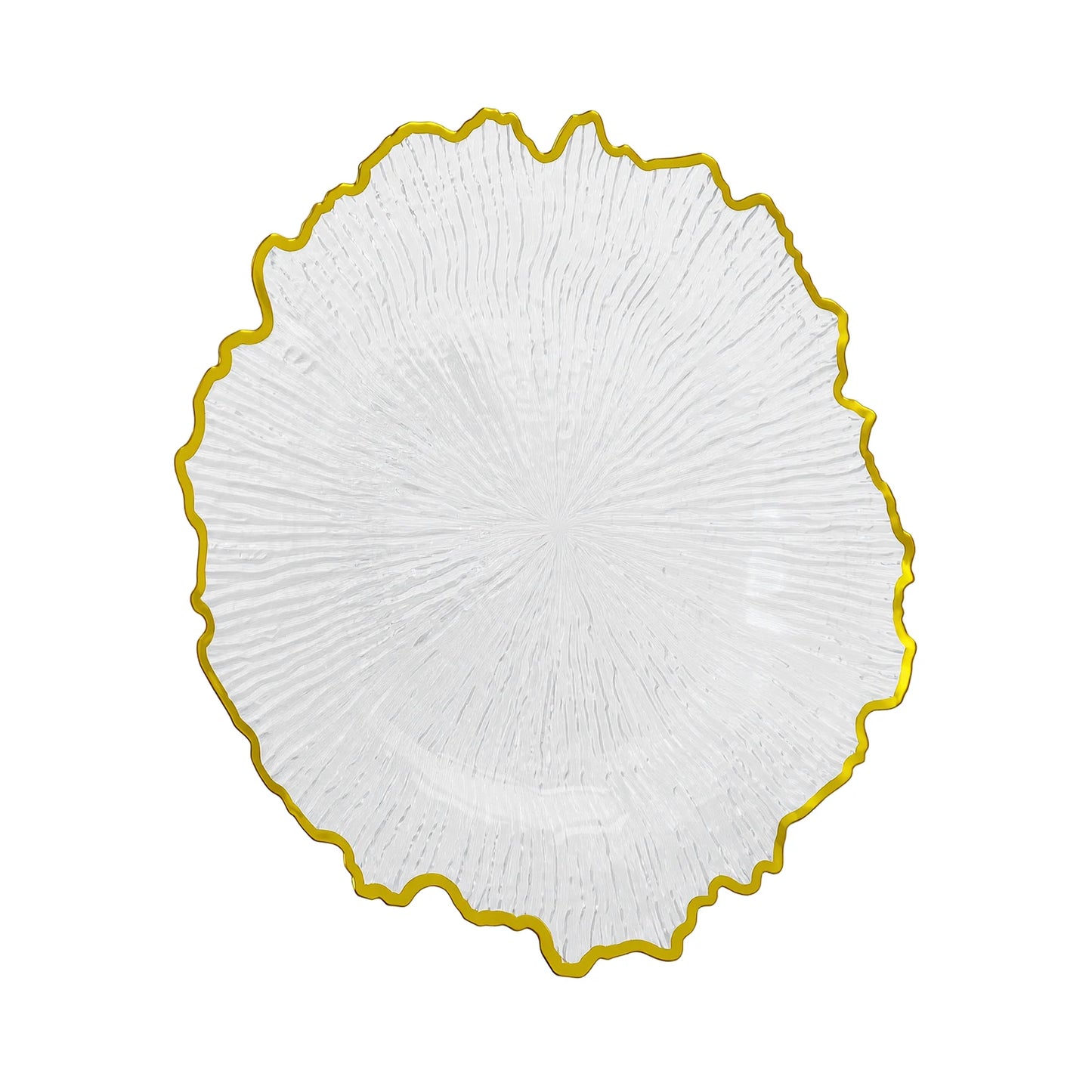 25pcs Disposable Gold Flower Shape Edged Plastic Plates