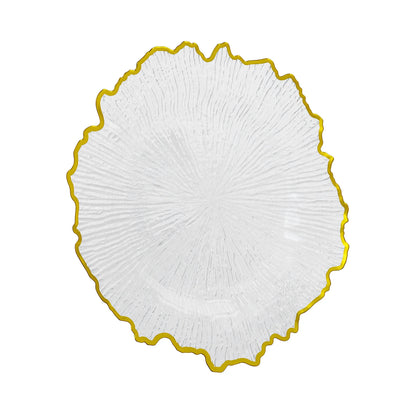 25pcs Disposable Gold Flower Shape Edged Plastic Plates