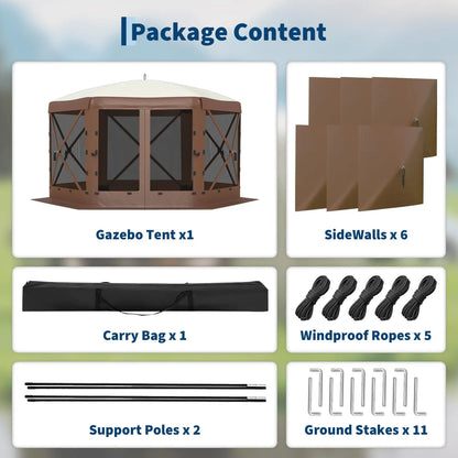 6-Sided Canopy With Mosquito Netting Removable Wind Cloths 13FT