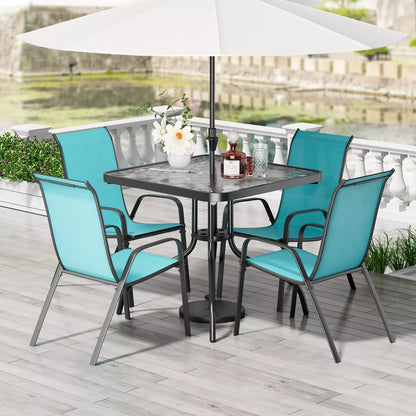 Patio Dining Set 30"x30" Table and 4 Textilene Chairs