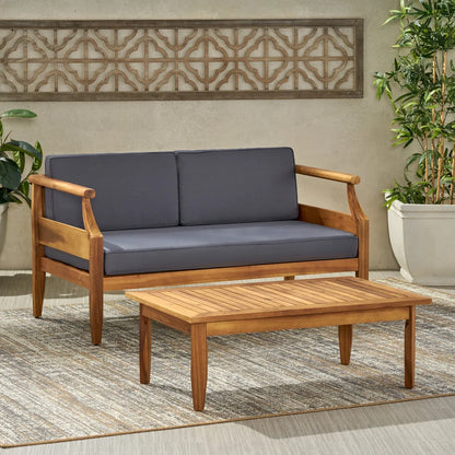 Acacia Wood Outdoor Club Chair Armchair with Water Resistant Cushion