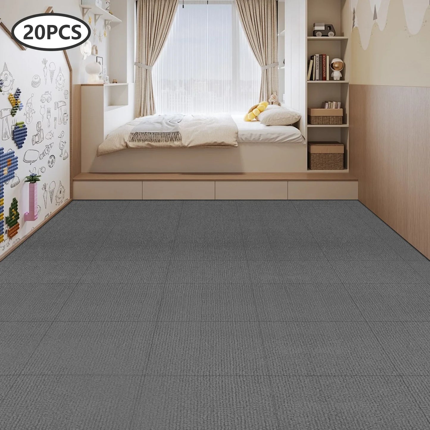 20 Pieces 50x50 cm Self Adhesive Carpet Tiles