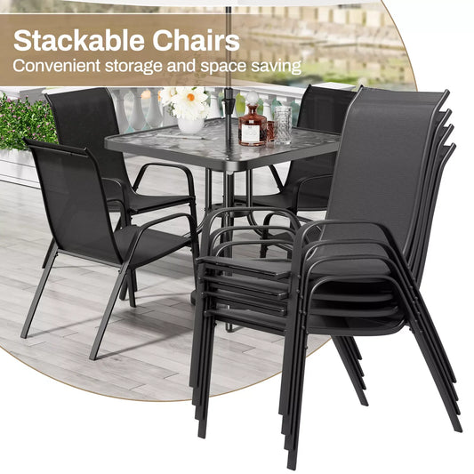 Patio Dining Set 30"x30" Table and 4 Textilene Chairs