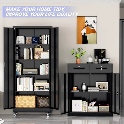 Metal Storage Cabinet with Wheels