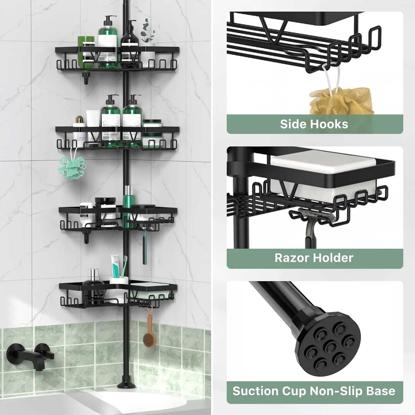 4-Tier Stainless Steel Adjustable Shower Caddy