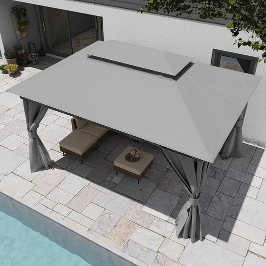 10x13 Shade with Double Roof, Mosquito Netting, Privacy Screen