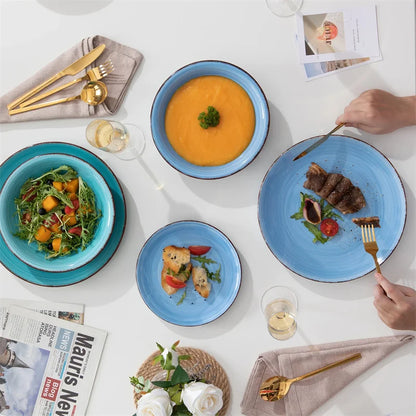 Blue Green Ceramic Plates and Bowls