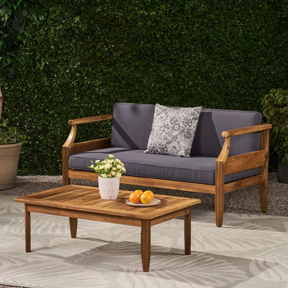 Acacia Wood Outdoor Club Chair Armchair with Water Resistant Cushion