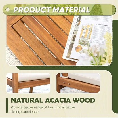 Patio Chairs 3 or 4 Piece Acacia Wood Patio Furniture with Coffee Table & Cushions