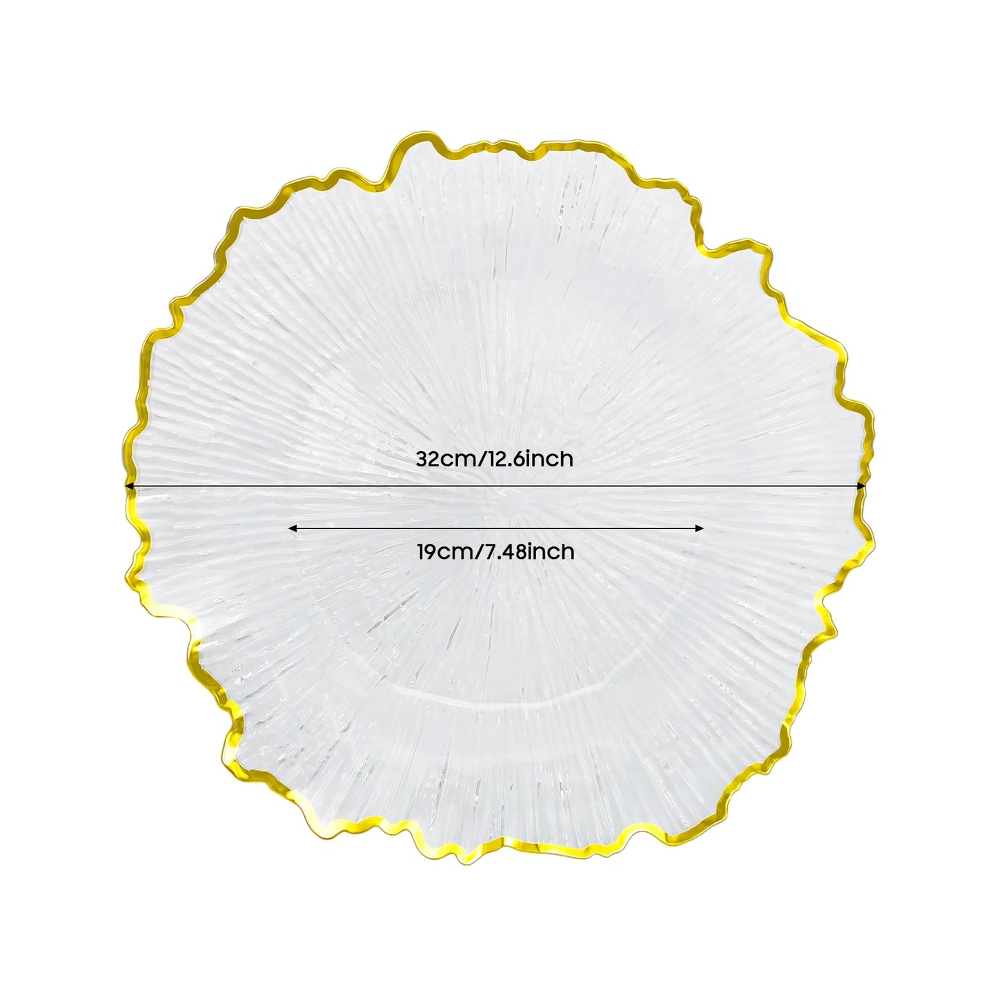 25pcs Disposable Gold Flower Shape Edged Plastic Plates
