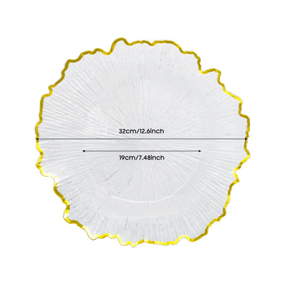 25pcs Disposable Gold Flower Shape Edged Plastic Plates
