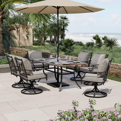 7-Piece Patio Dining Set with Swivel Chairs and Olefin Cushions