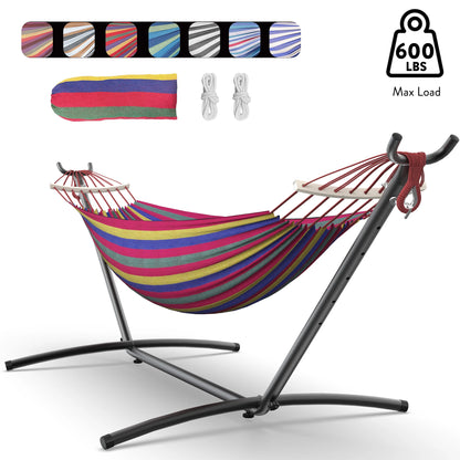 Hammock with Adjustable Stand- w/Storage Bag, 600lb Capacity