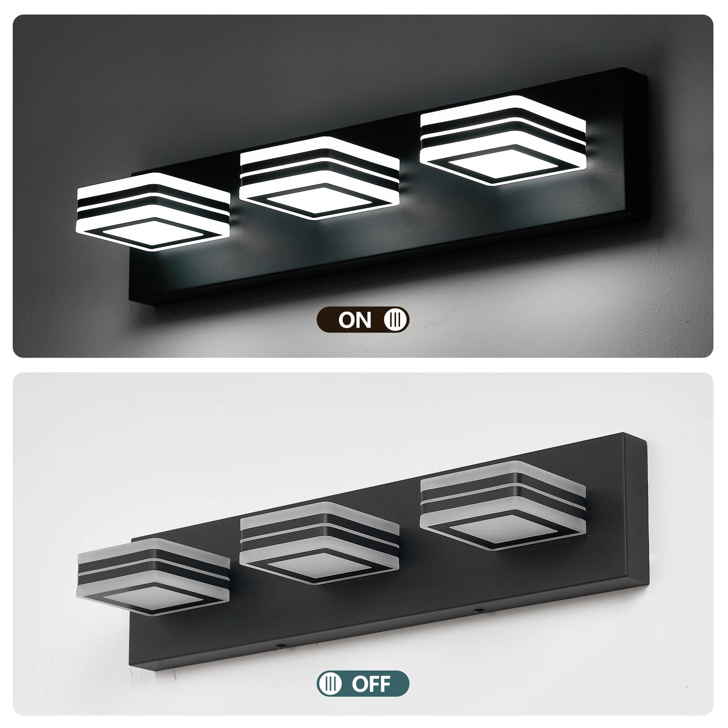 LED Black/Chrome Vanity Lights