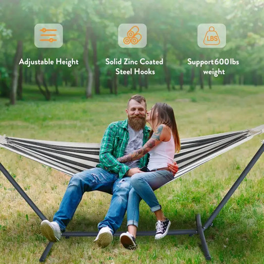 Hammock with Adjustable Stand- w/Storage Bag, 600lb Capacity