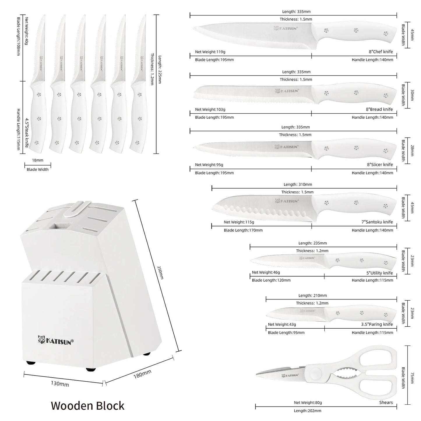 White Knife Set