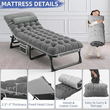 4-Position Folding Camping Bed Hold up 330lbs
