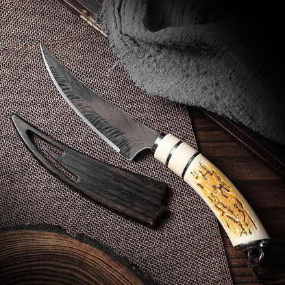 Boning knife with curved blade