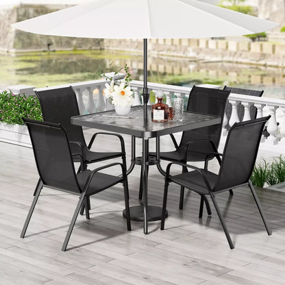 Patio Dining Set 30"x30" Table and 4 Textilene Chairs